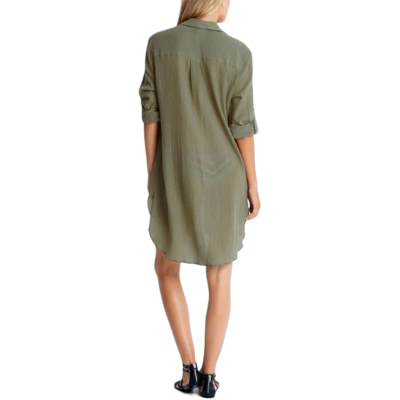 Seafolly Khaki Green Beach Cover Up Boyfriend Shirt Oversized Size M - Picture 14 of 14